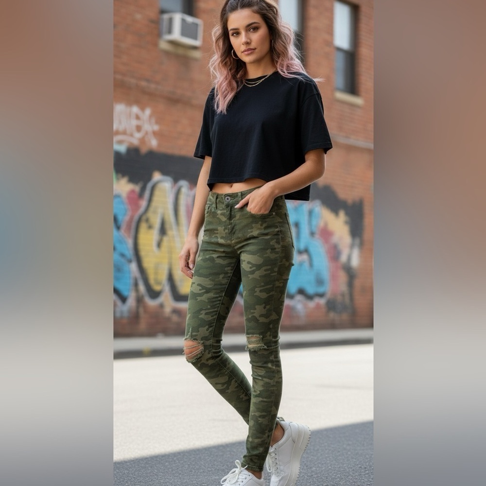 American Eagle Outfitters Green Camouflage Jeggings
